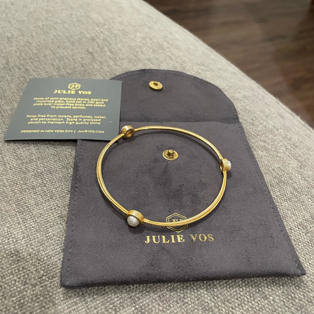 Julie Vos Gold and Pearl Bangle Bracelet